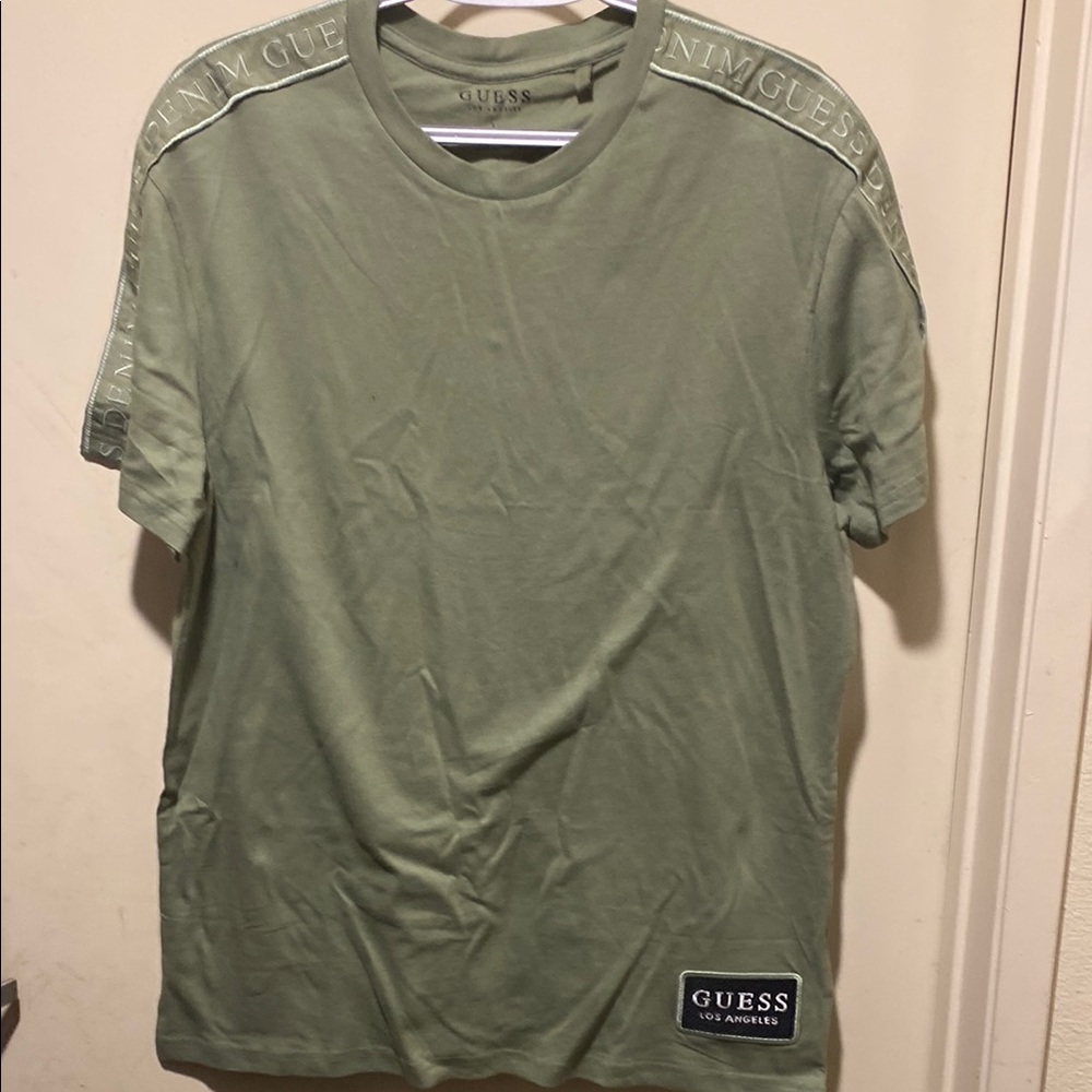 Guess Green Short Sleeve Tee with Epaulette Details